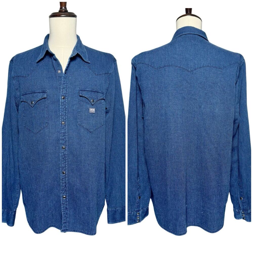 Denim & Supply Ralph Lauren | Men | Navy Western Pearl Snap Button Up Shirt | XL
